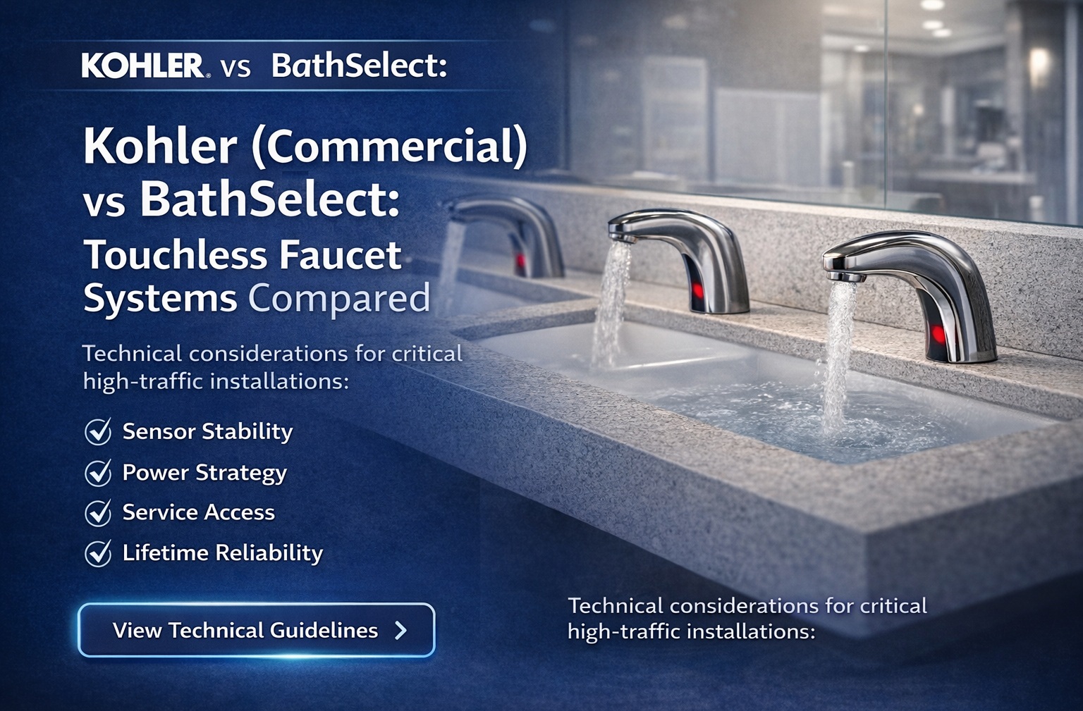 Commercial touchless faucet installation